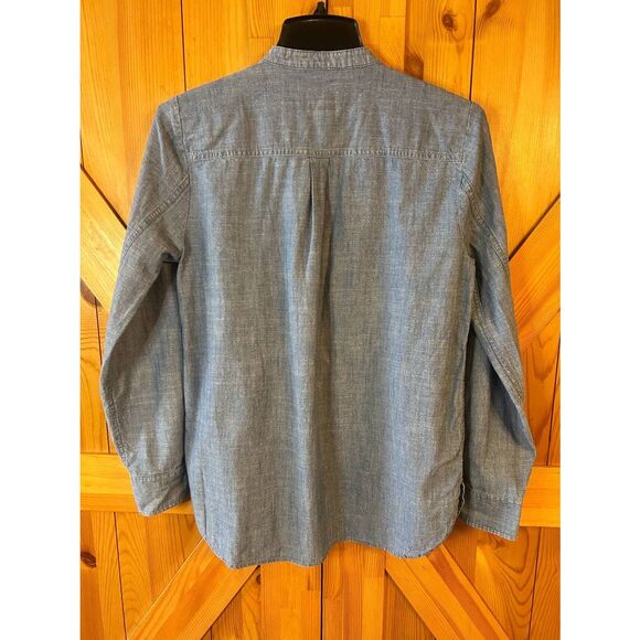 J. Crew Womens Chambray Tuxedo Pullover Long Sleeve Blue Tunic Size Small (5304) - Picture 6 of 6